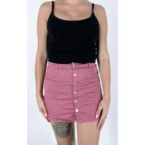 Forever 21 Pink Button Down Mini Skirt Size Small